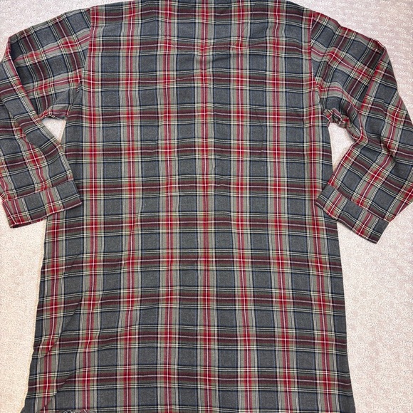 VTG L.L.Bean Cottagecore / Grannycore Nightgown Size L Cotton Red Grey  Plaid - Picture 3 of 4